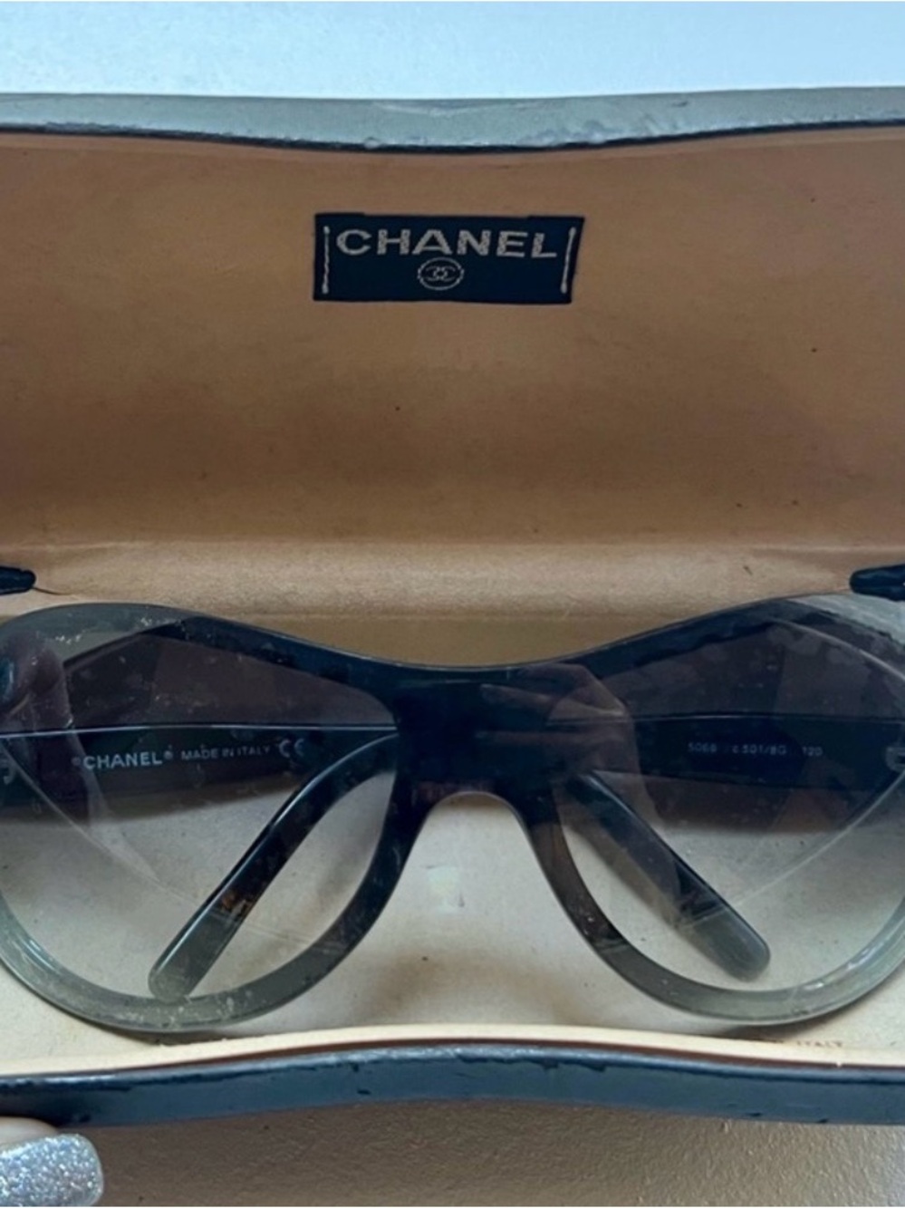 AUTH CHANEL 5066 Shield Black Gradient CC Sunglasses